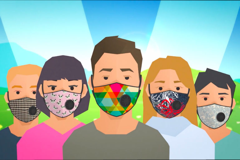 masque anti pollution noir tissu
