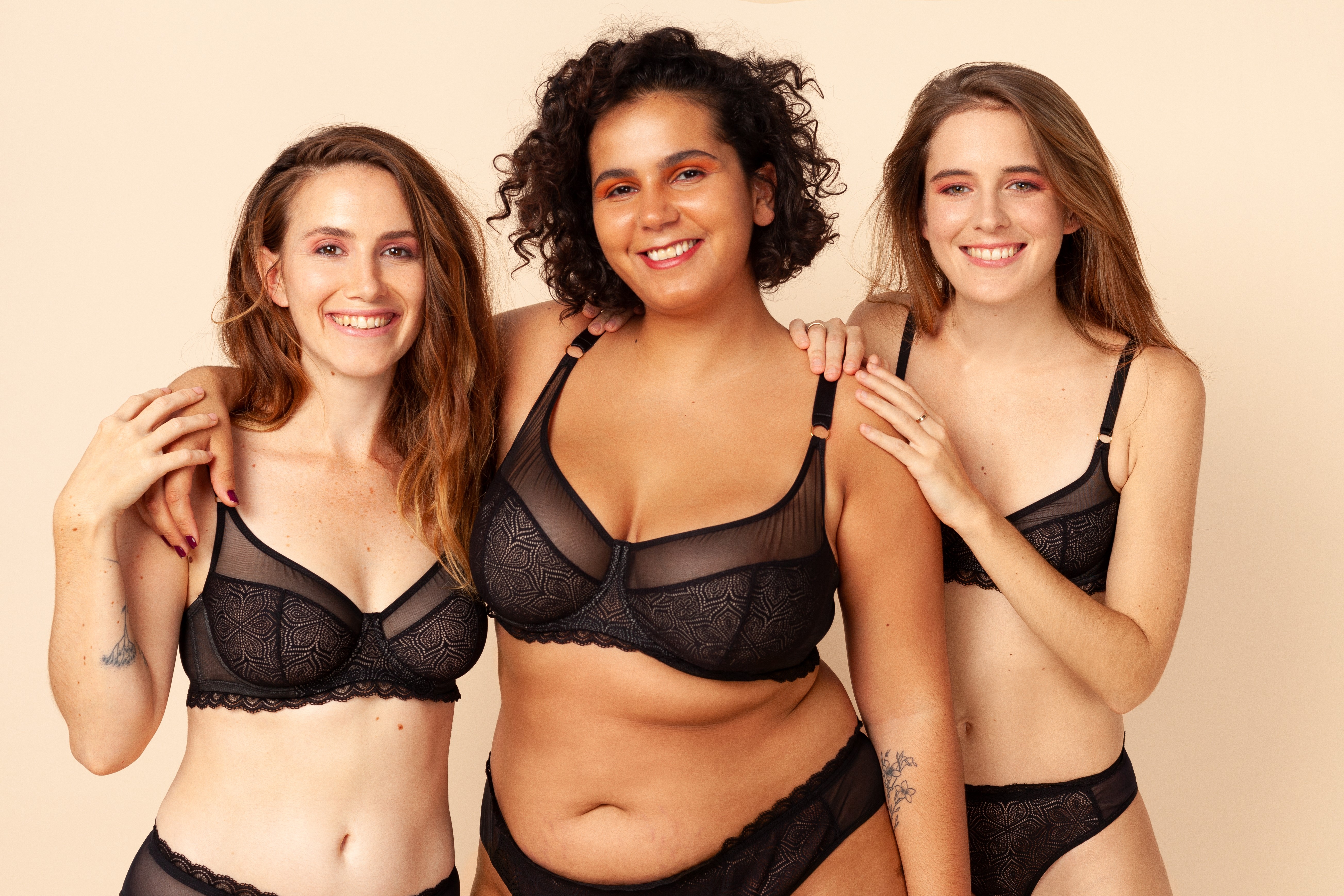 Le produit lolo lingerie porté par 3 femmes aux morphologies différentes